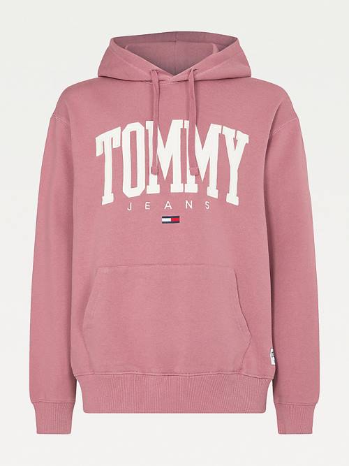 Pink Tommy Hilfiger College Logo Men's Hoodie | TH750YPI