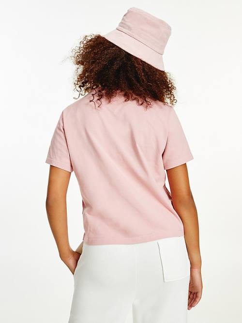 Pink Tommy Hilfiger College Organic Cotton Boyfriend Fit Women's T Shirts | TH082APF