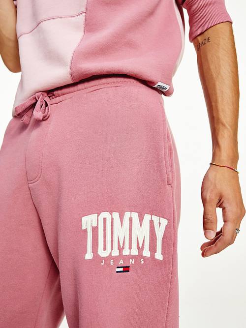 Pink Tommy Hilfiger College Organic Cotton Blend Joggers Men's Pants | TH352DSP