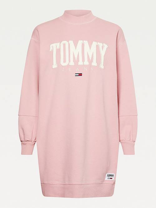 Pink Tommy Hilfiger College Sweatshirt Women's Dress | TH609UDK