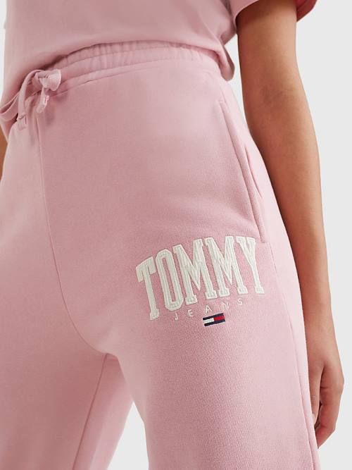 Pink Tommy Hilfiger College Tommy Badge Plush Joggers Women's Pants | TH896JCL