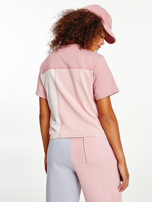 Pink Tommy Hilfiger College Tonal Cut-And-Sewn Boyfriend Women's T Shirts | TH318QVA