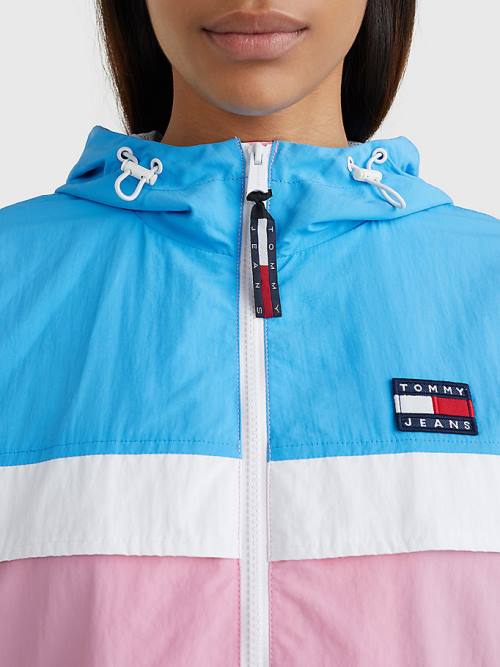 Pink Tommy Hilfiger Colour-Blocked Chicago Windbreaker Women's Jackets | TH345TDW