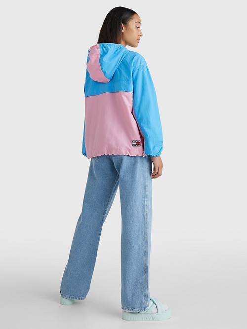 Pink Tommy Hilfiger Colour-Blocked Chicago Windbreaker Women's Jackets | TH345TDW