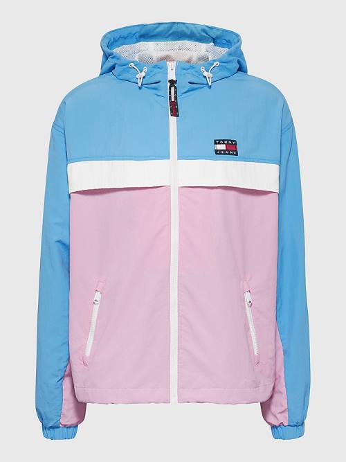 Pink Tommy Hilfiger Colour-Blocked Chicago Windbreaker Women's Jackets | TH345TDW