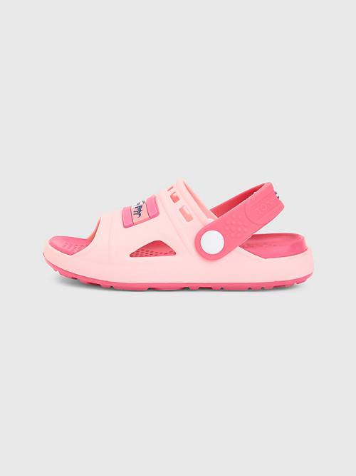 Pink Tommy Hilfiger Comfy Signature Logo Girls' Sandals | TH157VDK