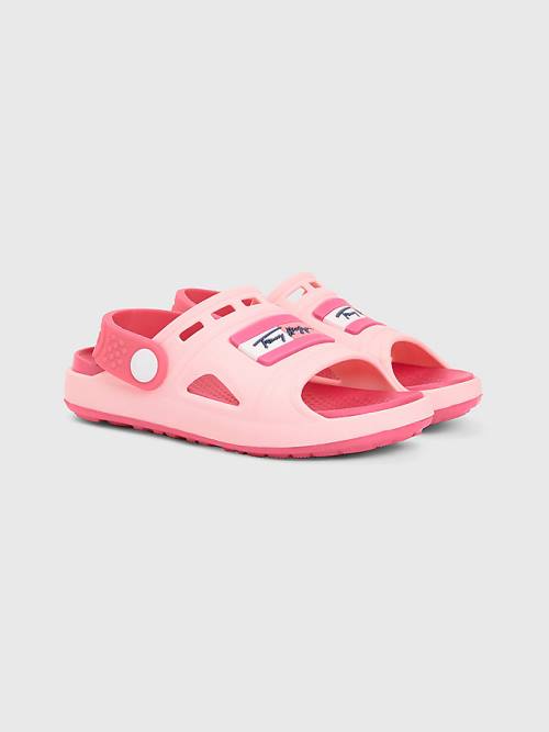 Pink Tommy Hilfiger Comfy Signature Logo Girls\' Sandals | TH157VDK