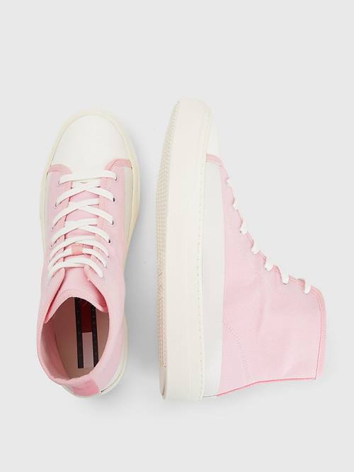 Pink Tommy Hilfiger Crest Canvas High Top Men's Sneakers | TH280MDA