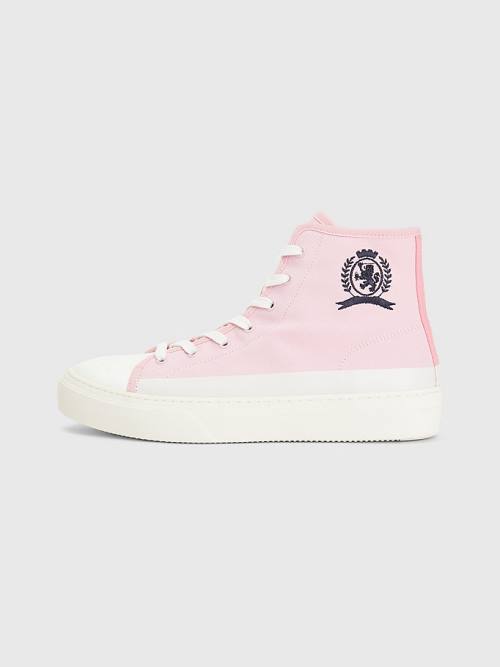 Pink Tommy Hilfiger Crest Canvas High Top Men's Sneakers | TH280MDA