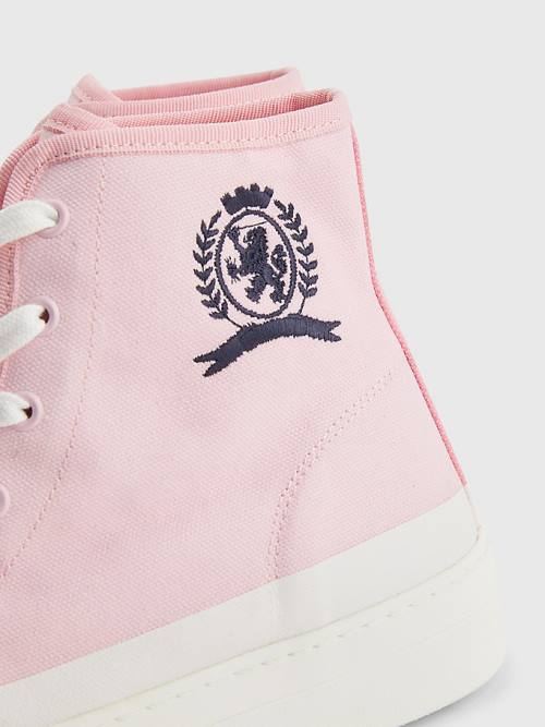 Pink Tommy Hilfiger Crest Canvas High Top Women's Sneakers | TH591XHK