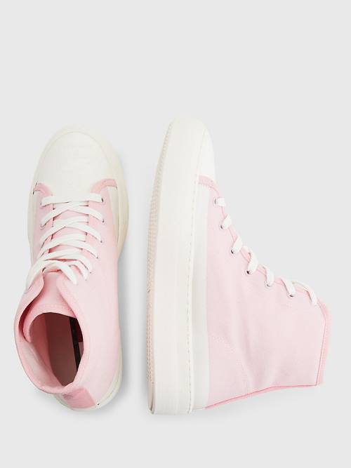 Pink Tommy Hilfiger Crest Canvas High Top Women's Sneakers | TH591XHK