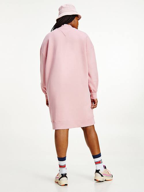 Pink Tommy Hilfiger Curve College Sweatshirt Women's Dress | TH801WNM