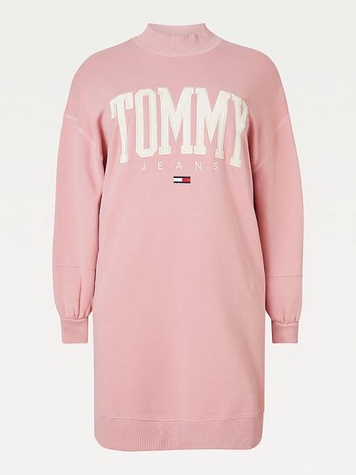 Pink Tommy Hilfiger Curve College Sweatshirt Women's Dress | TH801WNM