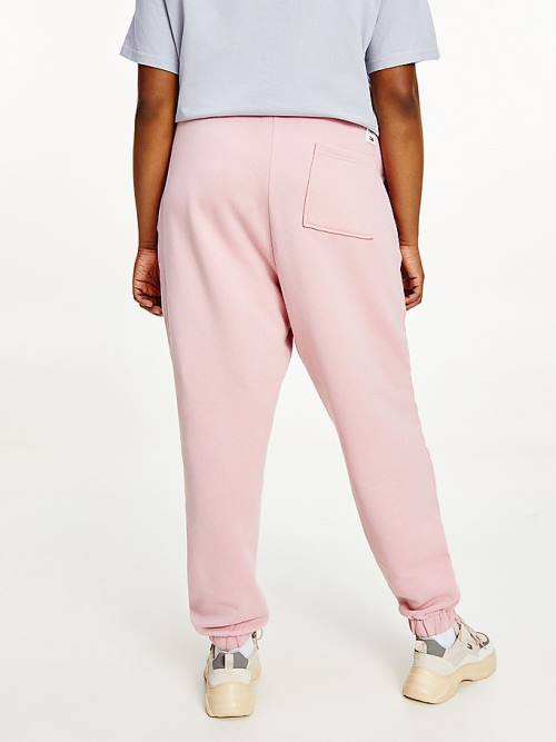 Pink Tommy Hilfiger Curve College Tommy Badge Plush Joggers Women's Pants | TH178AIL