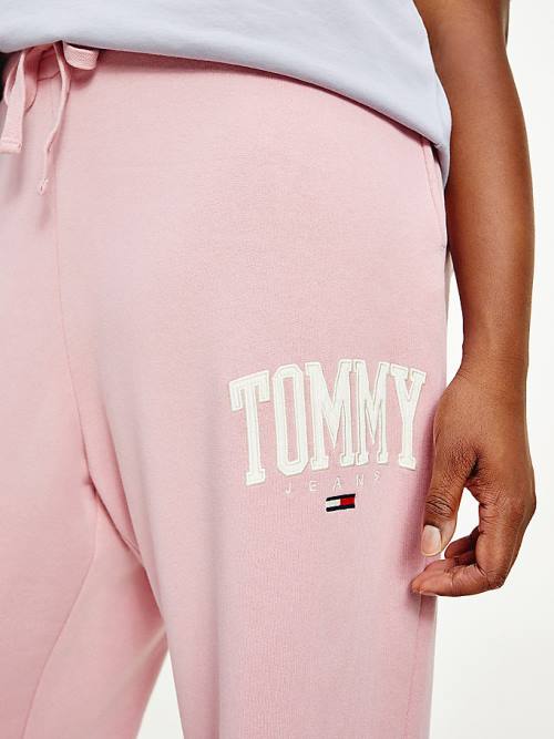 Pink Tommy Hilfiger Curve College Tommy Badge Plush Joggers Women's Pants | TH178AIL