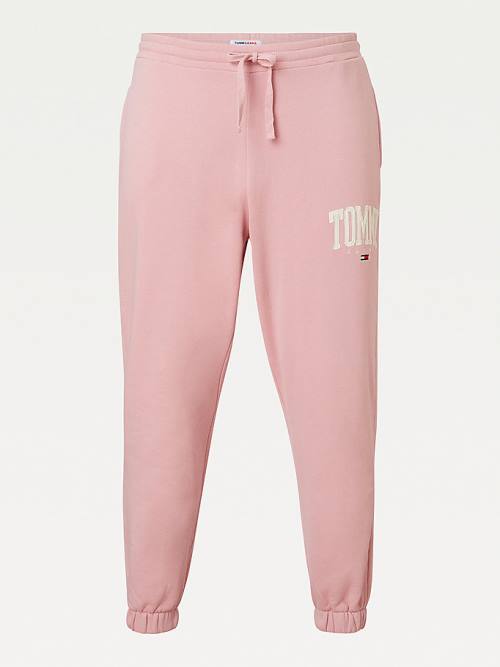 Pink Tommy Hilfiger Curve College Tommy Badge Plush Joggers Women's Pants | TH178AIL