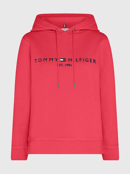 Pink Tommy Hilfiger Curve Logo Drawstring Women\'s Hoodie | TH018LVD