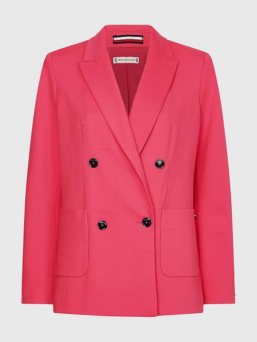 Pink Tommy Hilfiger Curve Punto Milano Double Breasted Women's Blazers | TH701ZHA