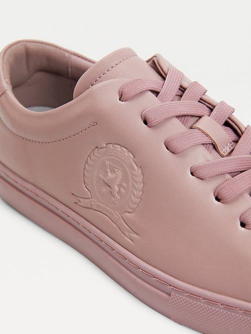 Pink Tommy Hilfiger Elevated Crest Leather Women's Sneakers | TH730IED