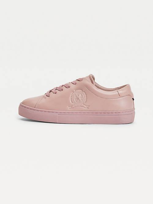 Pink Tommy Hilfiger Elevated Crest Leather Women's Sneakers | TH730IED