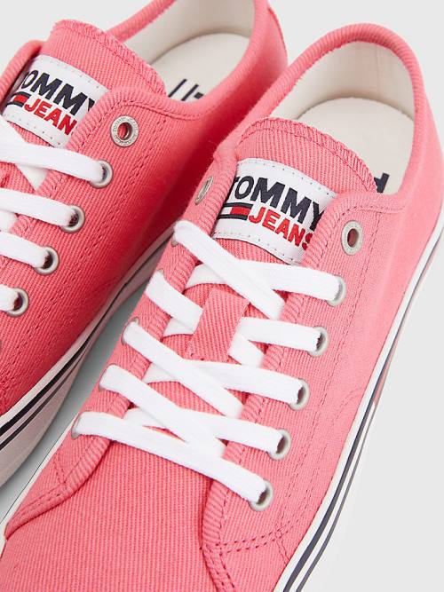 Pink Tommy Hilfiger Essential Low-Top Canvas Women's Sneakers | TH976WHP