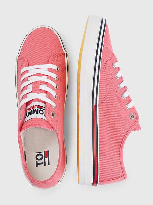 Pink Tommy Hilfiger Essential Low-Top Canvas Women's Sneakers | TH976WHP