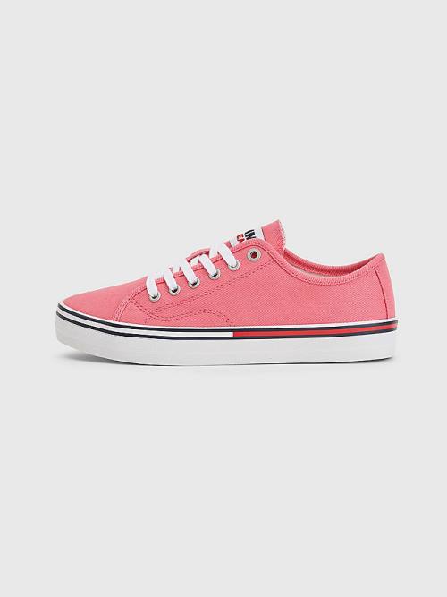 Pink Tommy Hilfiger Essential Low-Top Canvas Women's Sneakers | TH976WHP