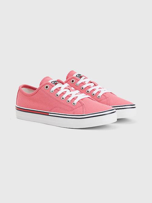 Pink Tommy Hilfiger Essential Low-Top Canvas Women\'s Sneakers | TH976WHP