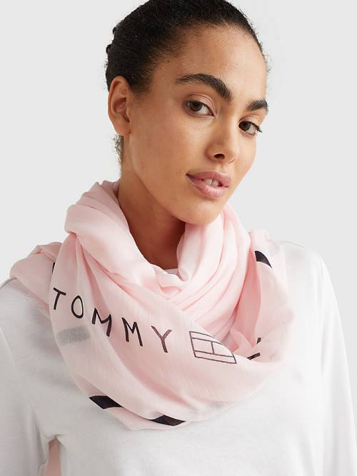 Pink Tommy Hilfiger Essential Modal Logo Women's Scarves | TH459CKU