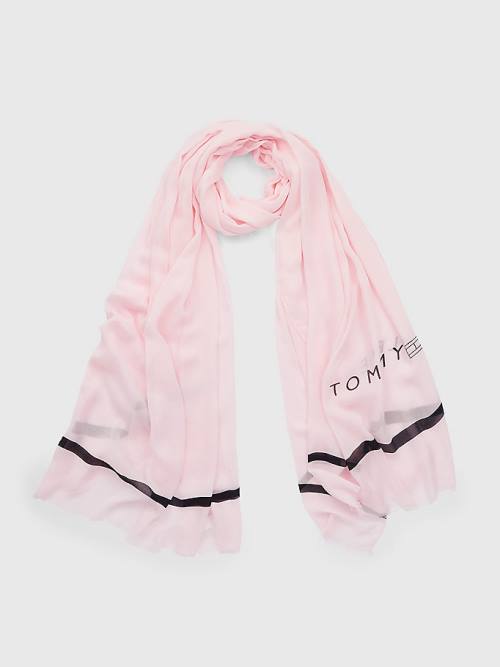 Pink Tommy Hilfiger Essential Modal Logo Women\'s Scarves | TH459CKU