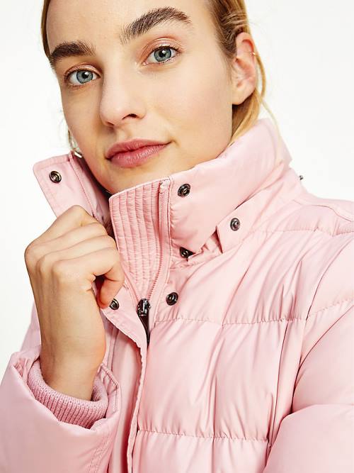 Pink Tommy Hilfiger Essential Monogram Down-Filled Women's Jackets | TH407QWZ