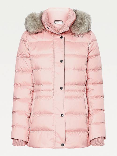 Pink Tommy Hilfiger Essential Monogram Down-Filled Women's Jackets | TH407QWZ