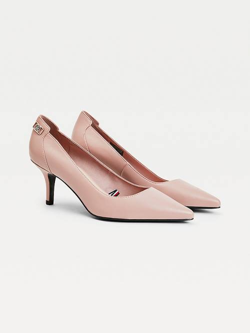 Pink Tommy Hilfiger Essential Pointed Low Leather Pumps Women\'s Heels | TH167GEX