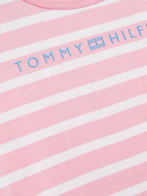 Pink Tommy Hilfiger Essential Stripe Girls' T Shirts | TH096JOU