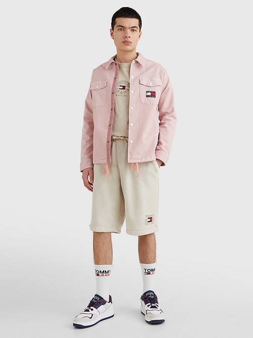 Pink Tommy Hilfiger Expedition Logo Coach Men's Shirts | TH590MLU