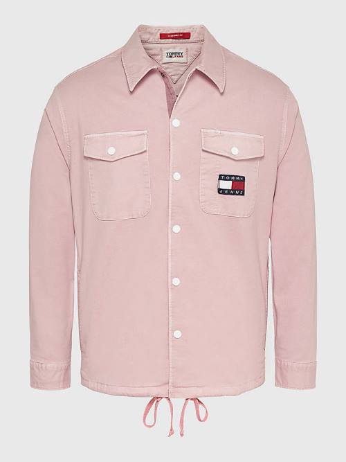 Pink Tommy Hilfiger Expedition Logo Coach Men's Shirts | TH590MLU