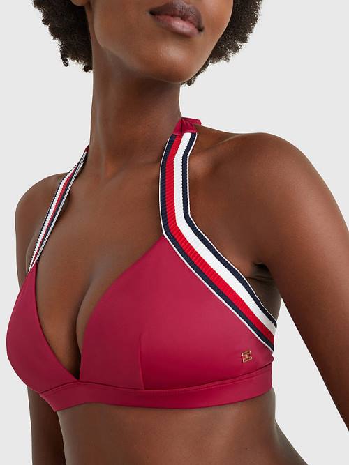 Pink Tommy Hilfiger Fixed Triangle Bikini Top Women's Swimwear | TH567AIY