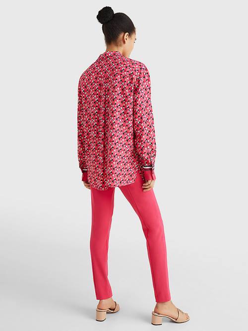 Pink Tommy Hilfiger Geo Print Relaxed Viscose Women's Blouse | TH263XRT