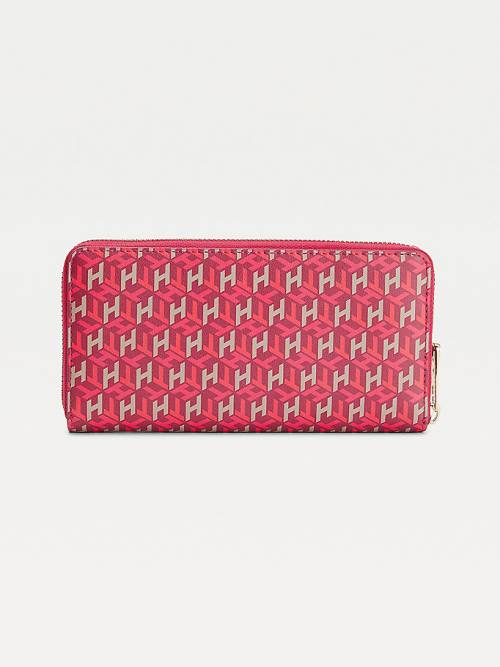 Pink Tommy Hilfiger Iconic Monogram Zip-Around Women's Wallets | TH674VFJ