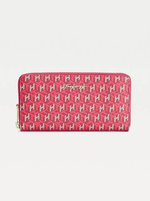 Pink Tommy Hilfiger Iconic Monogram Zip-Around Women\'s Wallets | TH674VFJ