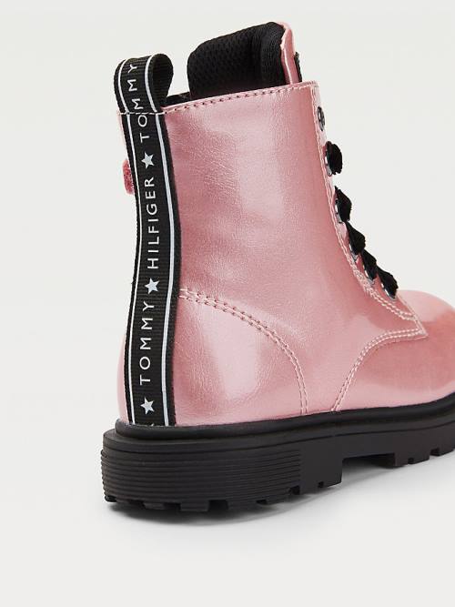 Pink Tommy Hilfiger Iridescent Biker Girls' Boots | TH819ZCE