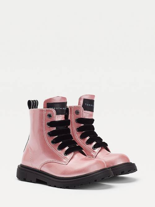 Pink Tommy Hilfiger Iridescent Biker Girls\' Boots | TH819ZCE