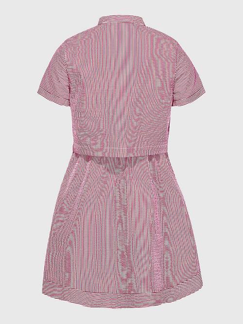 Pink Tommy Hilfiger Ithaca Stripe Shirt Girls' Dress | TH932HQU