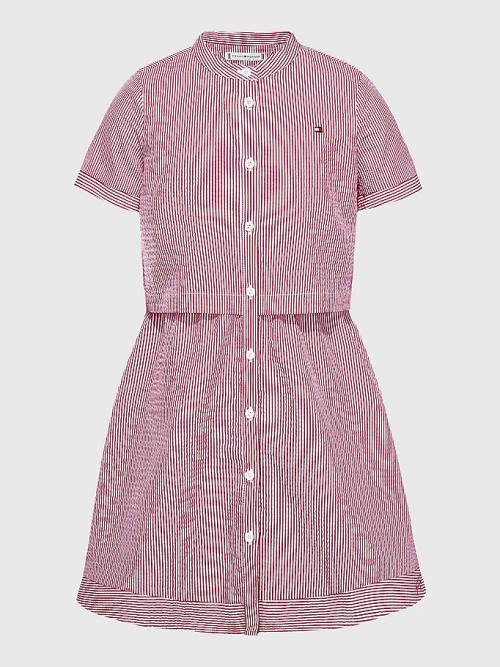 Pink Tommy Hilfiger Ithaca Stripe Shirt Girls\' Dress | TH932HQU