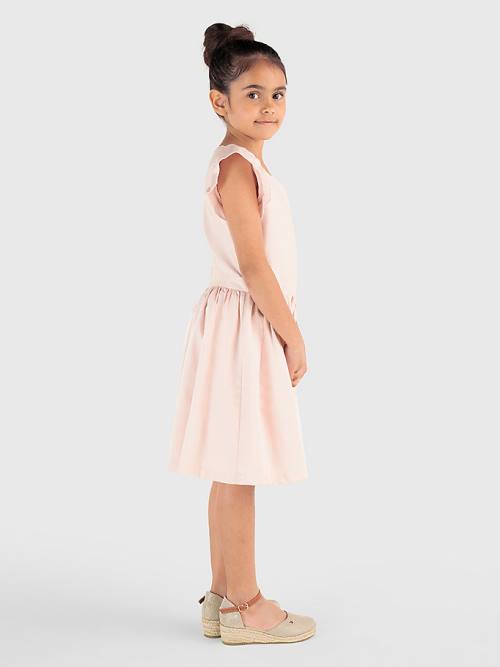 Pink Tommy Hilfiger Knee Length Poplin Girls' Dress | TH836TVH