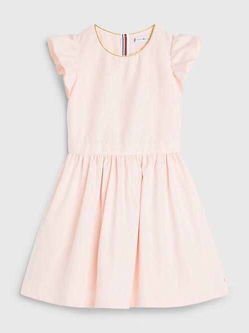 Pink Tommy Hilfiger Knee Length Poplin Girls' Dress | TH836TVH