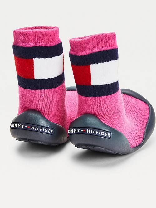 Pink Tommy Hilfiger Knitted Slipper Girls' Boots | TH124SUI