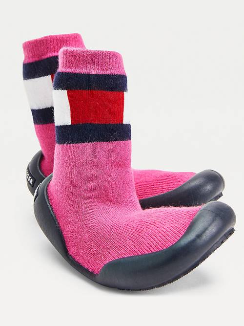 Pink Tommy Hilfiger Knitted Slipper Girls' Boots | TH124SUI