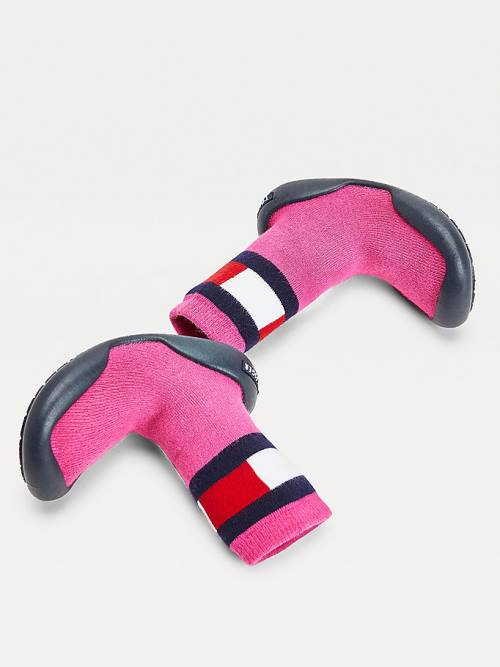 Pink Tommy Hilfiger Knitted Slipper Girls' Boots | TH124SUI