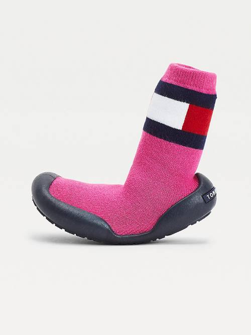 Pink Tommy Hilfiger Knitted Slipper Girls' Boots | TH124SUI